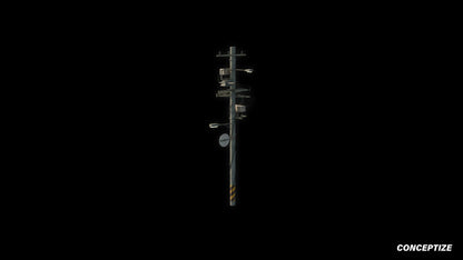 Korean power pole 3D model meticulously handcrafted PBR textured optimized Blender Unreal Engine urban streets electrical infrastructure environments