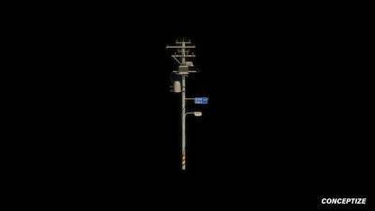 Korean power pole 3D model meticulously handcrafted PBR textured optimized Blender Unreal Engine urban streets electrical infrastructure environments