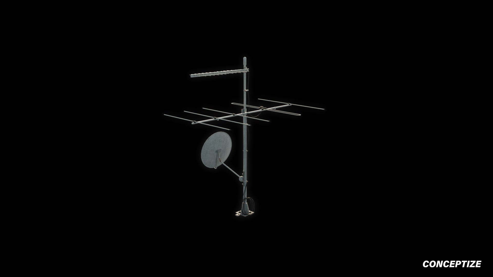 seoul antenna dish 3d asset pbr blender unreal engine rooftop balcony urban prop