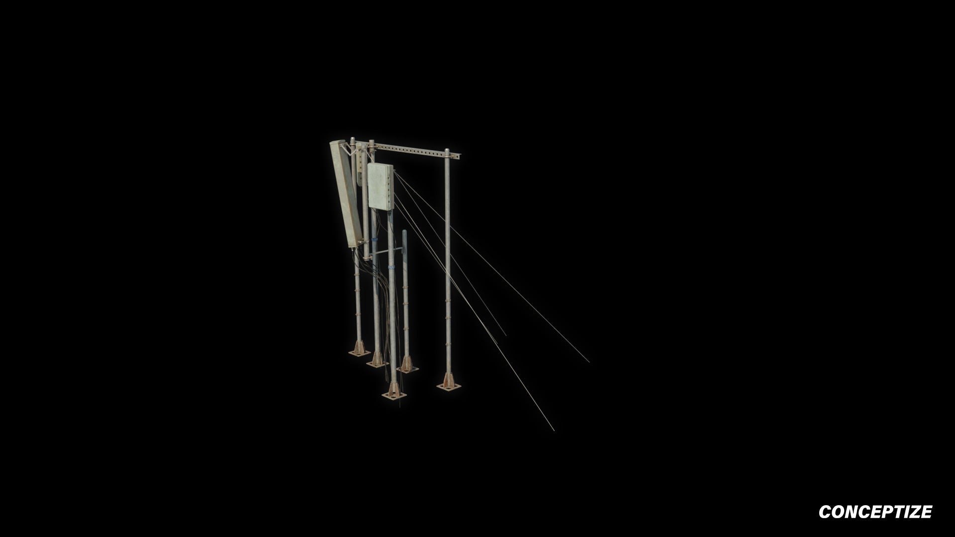 seoul antenna dish 3d asset pbr blender unreal engine rooftop balcony urban prop