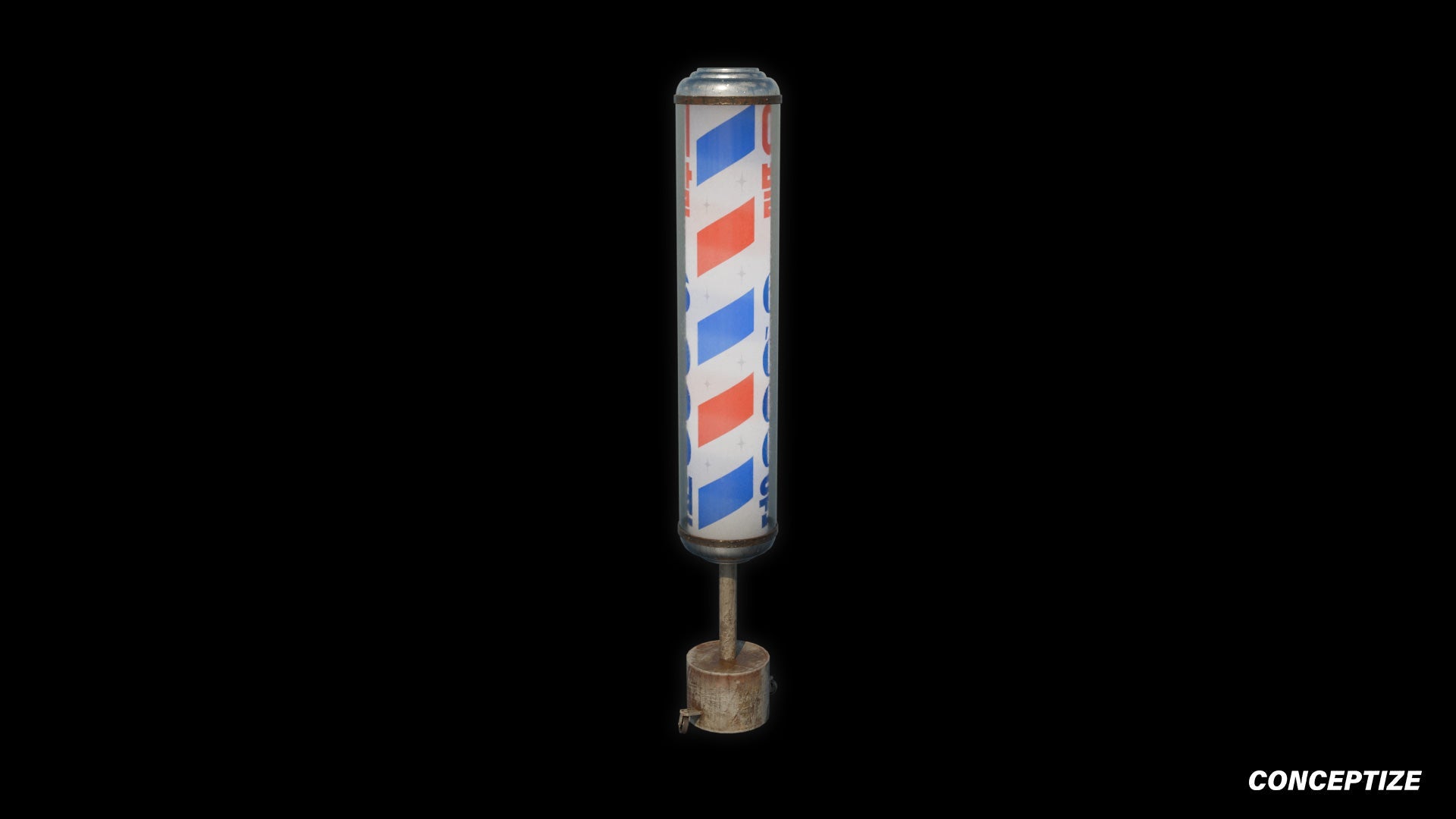 korean barber sign 3d asset pbr blender unreal engine seoul urban prop