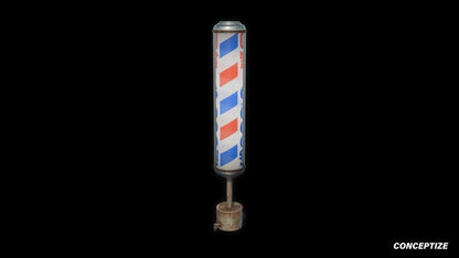 korean barber sign 3d asset pbr blender unreal engine seoul urban prop