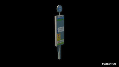 korean bus pole 3d asset pbr blender unreal engine seoul urban transit prop