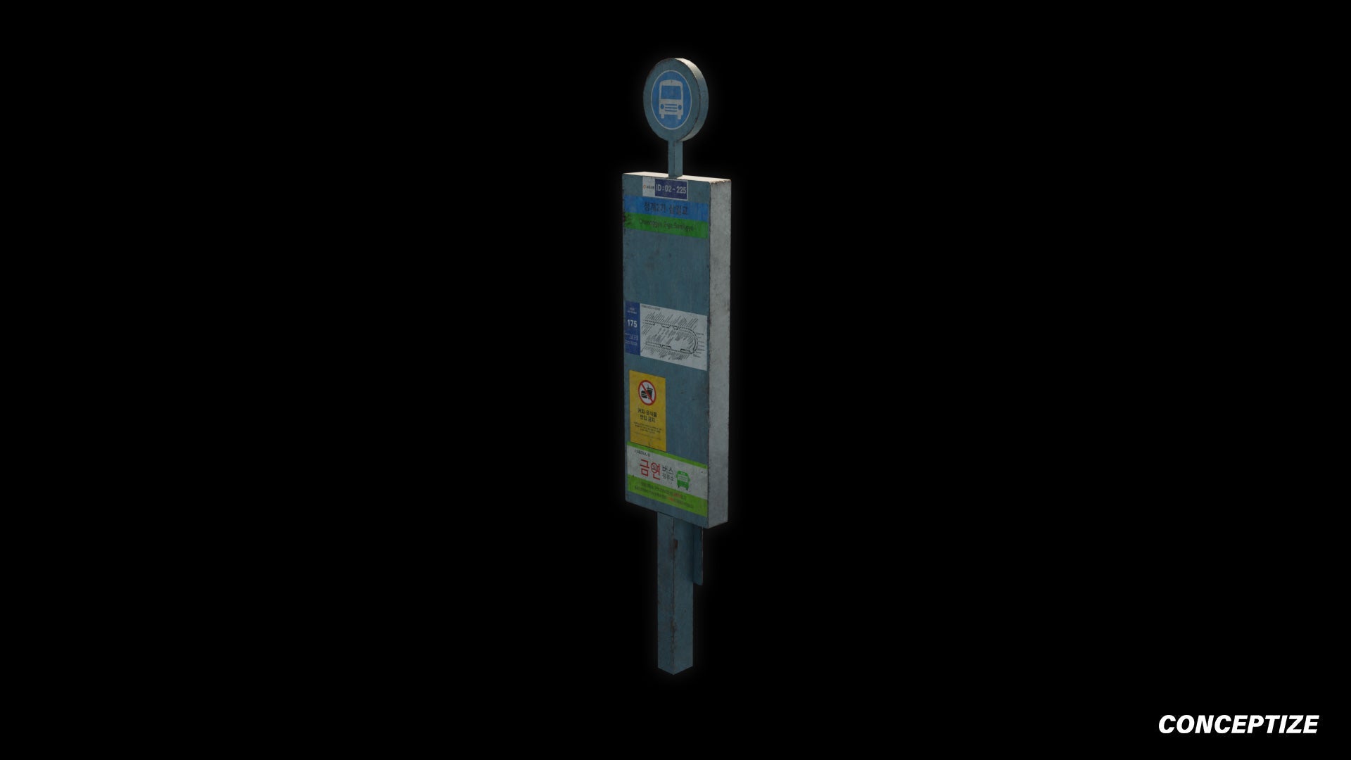 korean bus pole 3d asset pbr blender unreal engine seoul urban transit prop