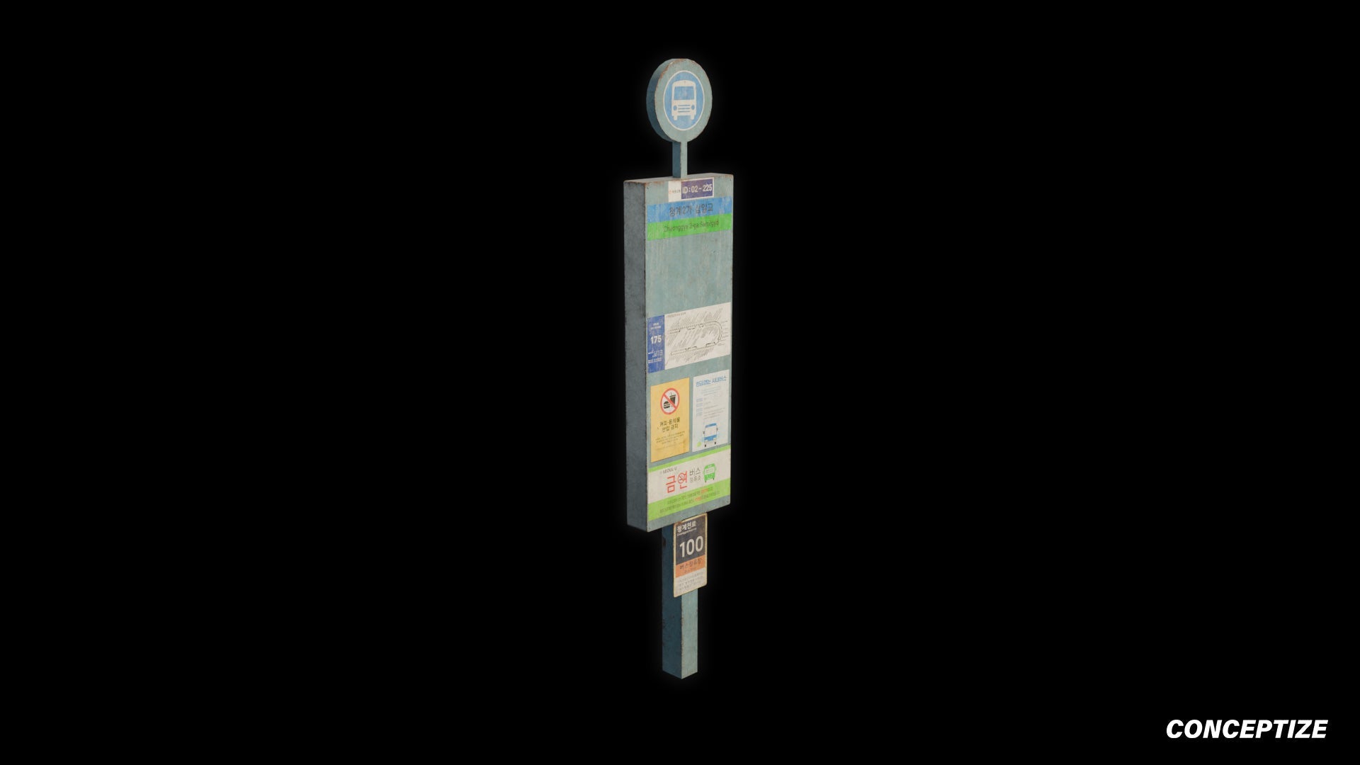 korean bus pole 3d asset pbr blender unreal engine seoul urban transit prop