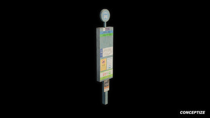 korean bus pole 3d asset pbr blender unreal engine seoul urban transit prop