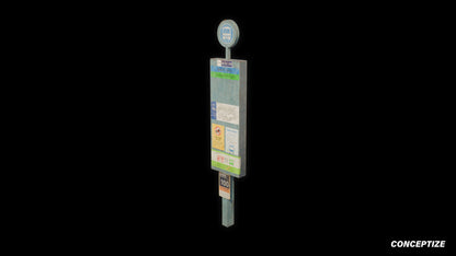 korean bus pole 3d asset pbr blender unreal engine seoul urban transit prop