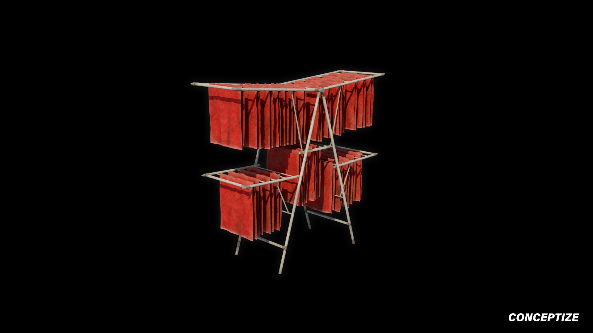 drying rack meticulously handcrafted 3d asset pbr blender unreal engine seoul urban apartment Conceptize furniture prop