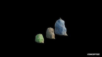 transparent plastic bags blue green grey meticulously handcrafted 3d asset pbr blender unreal engine seoul urban Conceptize packaging prop