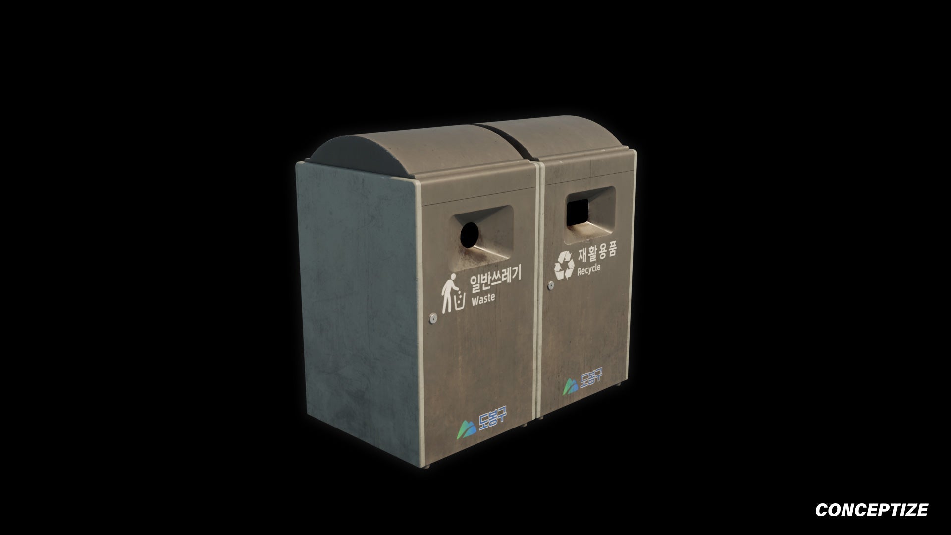 garbage trash bin meticulously handcrafted 3d asset pbr blender unreal engine seoul urban Conceptize waste management prop