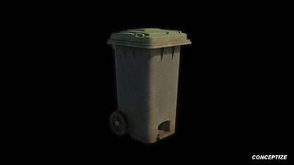 garbage trash bin meticulously handcrafted 3d asset pbr blender unreal engine seoul urban Conceptize waste management prop