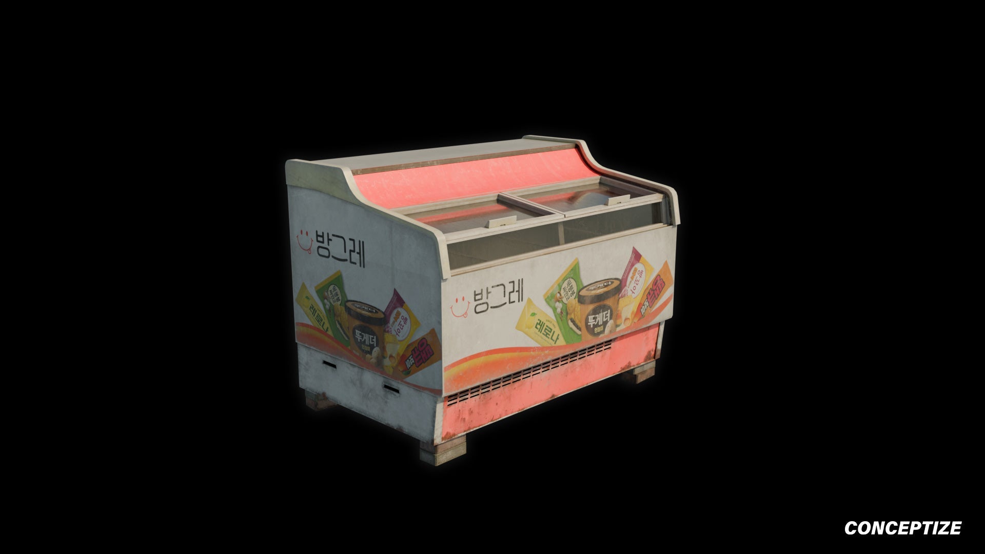 korean convenience store ice cream freezer meticulously handcrafted 3d asset pbr blender unreal engine seoul urban Conceptize refrigeration prop