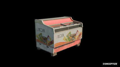 korean convenience store ice cream freezer meticulously handcrafted 3d asset pbr blender unreal engine seoul urban Conceptize refrigeration prop