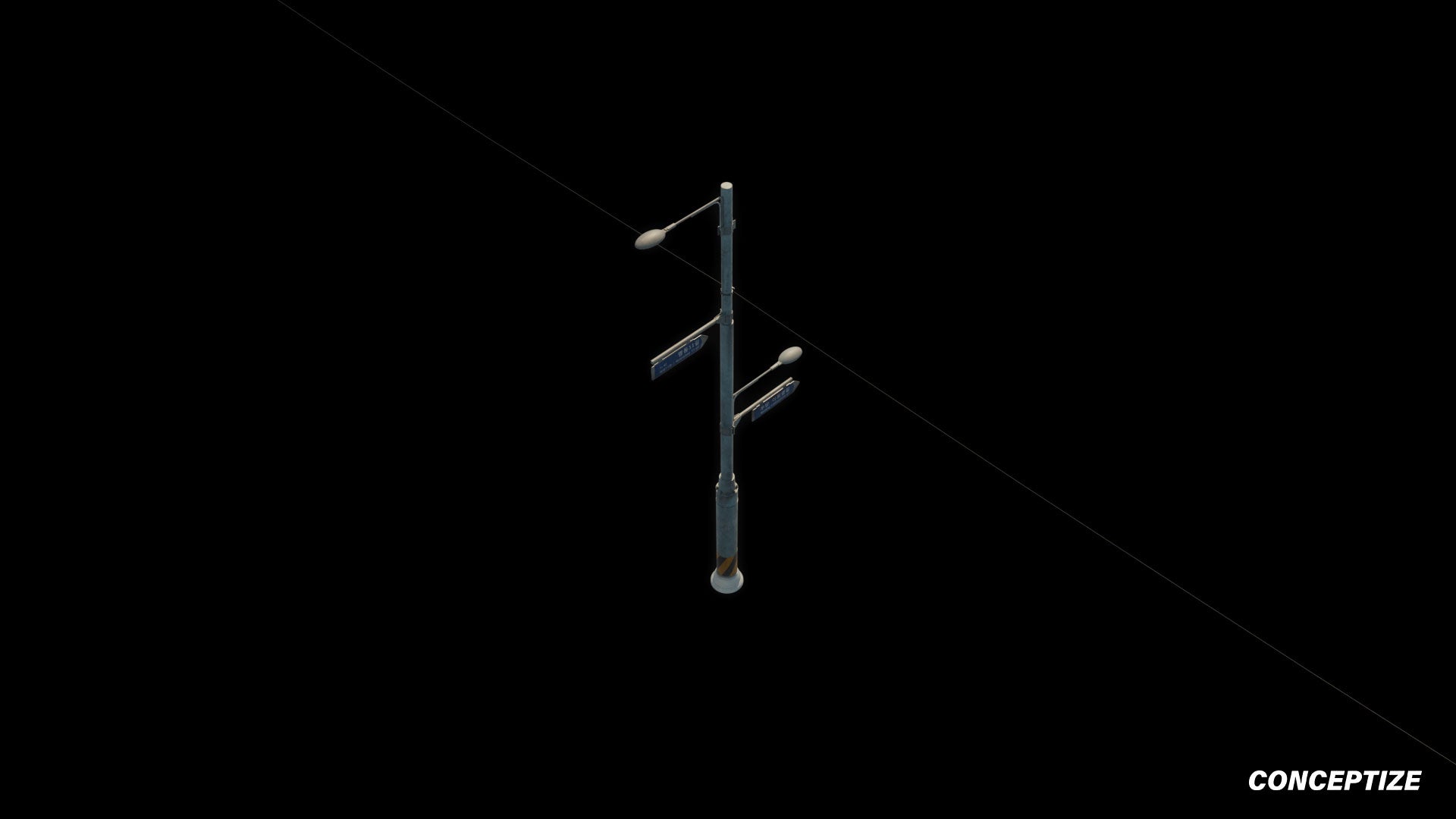 korean street light pole meticulously handcrafted 3d asset pbr blender unreal engine seoul urban Conceptize street lighting prop