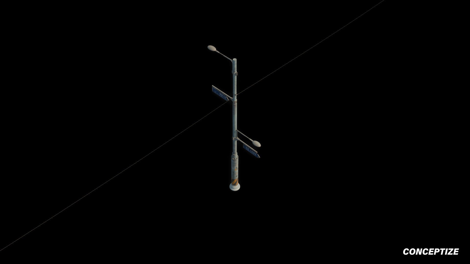 korean street light pole meticulously handcrafted 3d asset pbr blender unreal engine seoul urban Conceptize street lighting prop