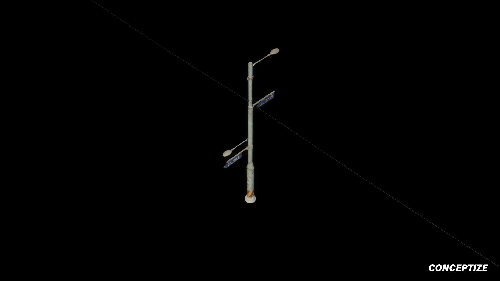 korean street light pole meticulously handcrafted 3d asset pbr blender unreal engine seoul urban Conceptize street lighting prop