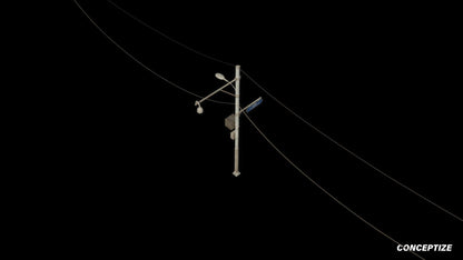 korean street light pole meticulously handcrafted 3d asset pbr blender unreal engine seoul urban Conceptize street lighting prop