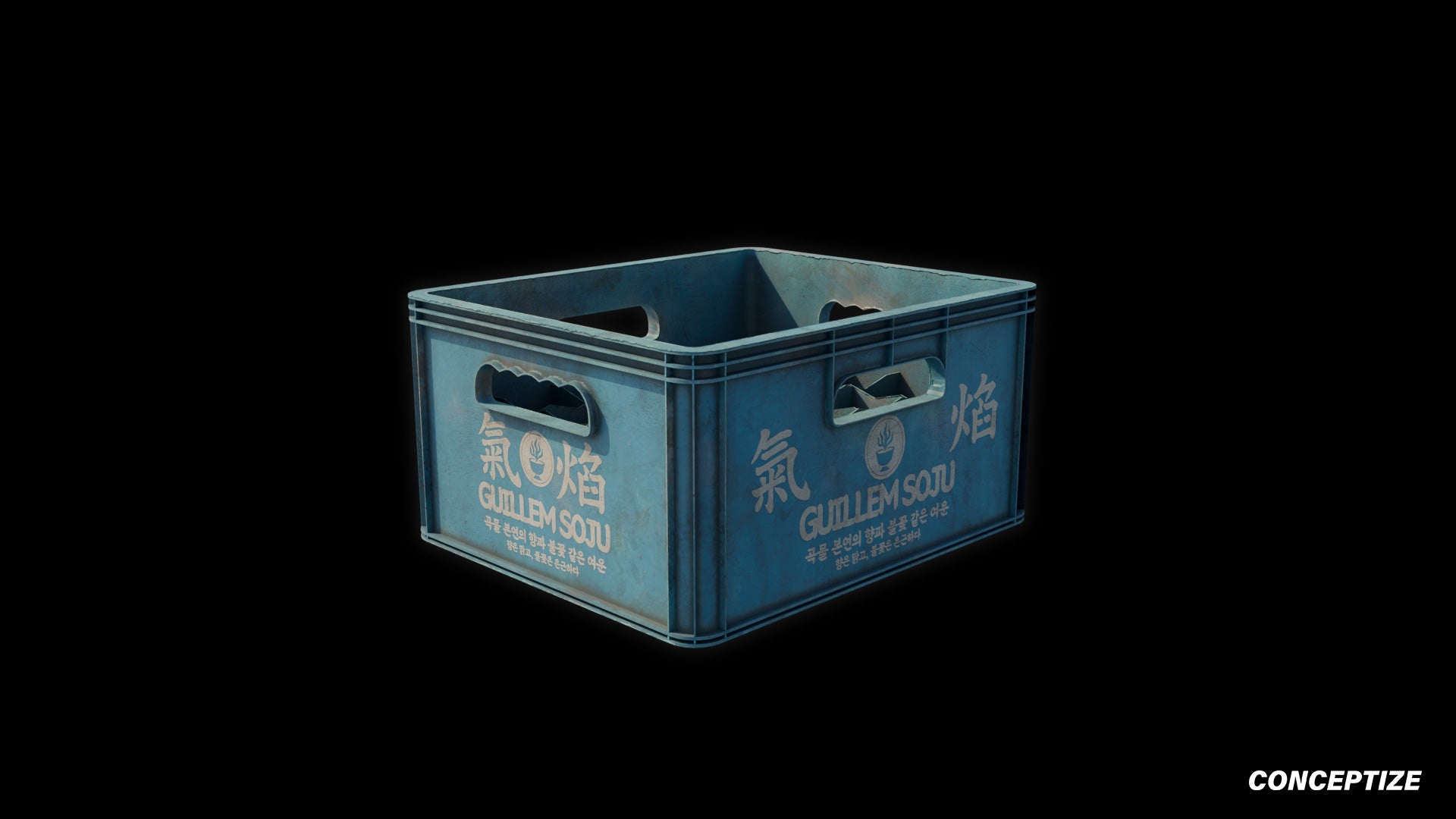soju plastic box meticulously handcrafted 3d asset pbr blender unreal engine seoul urban Conceptize packaging prop