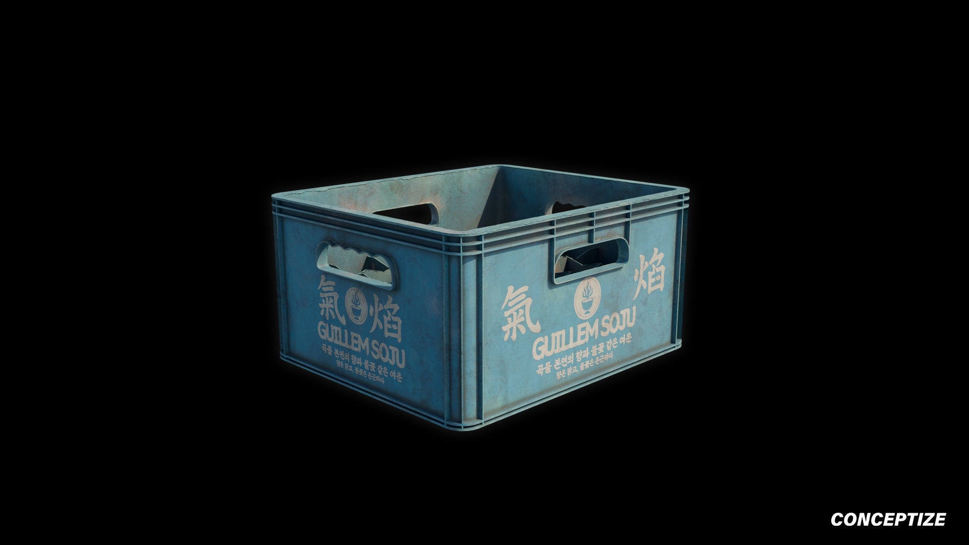 soju plastic box meticulously handcrafted 3d asset pbr blender unreal engine seoul urban Conceptize packaging prop