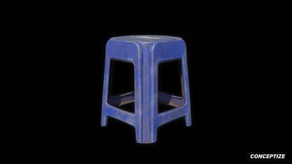 terrace plastic stool meticulously handcrafted 3d asset pbr blender unreal engine seoul urban Conceptize outdoor furniture prop