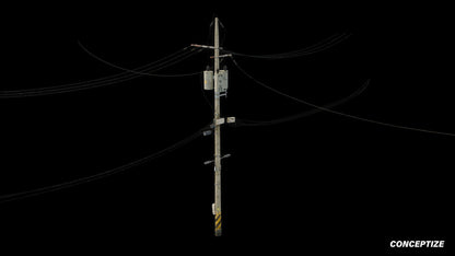 power pole meticulously handcrafted 3d asset pbr blender unreal engine seoul urban Conceptize electrical infrastructure prop