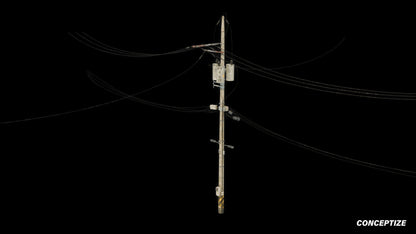 power pole meticulously handcrafted 3d asset pbr blender unreal engine seoul urban Conceptize electrical infrastructure prop