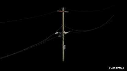 power pole meticulously handcrafted 3d asset pbr blender unreal engine seoul urban Conceptize electrical infrastructure prop