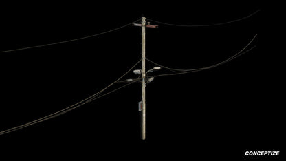 power pole meticulously handcrafted 3d asset pbr blender unreal engine seoul urban Conceptize electrical infrastructure prop