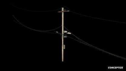 power pole meticulously handcrafted 3d asset pbr blender unreal engine seoul urban Conceptize electrical infrastructure prop