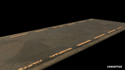 two lane road meticulously handcrafted 3d asset pbr blender unreal engine seoul urban Conceptize street infrastructure prop