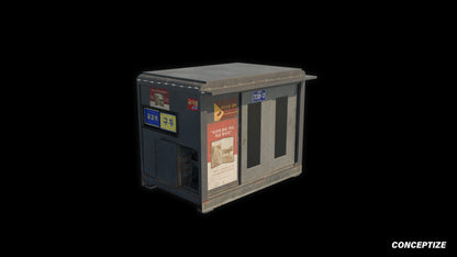 Korean Shoe Cleaner Hut Kiosk meticulously handcrafted 3d asset pbr blender unreal engine seoul urban Conceptize street kiosk prop