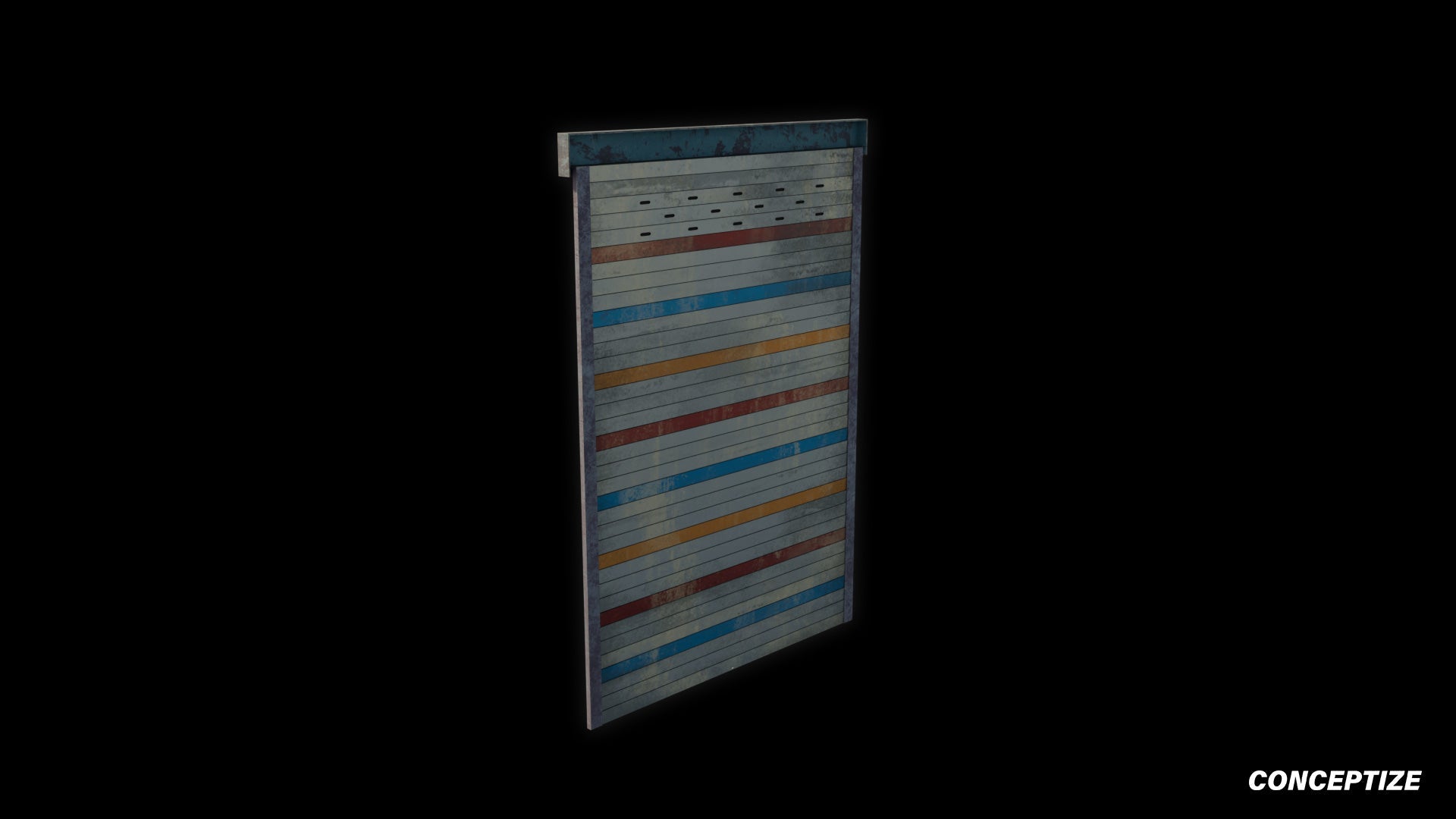 Korean Shutter Parking Loading Gate meticulously handcrafted 3d asset pbr blender unreal engine seoul urban Conceptize parking gate prop