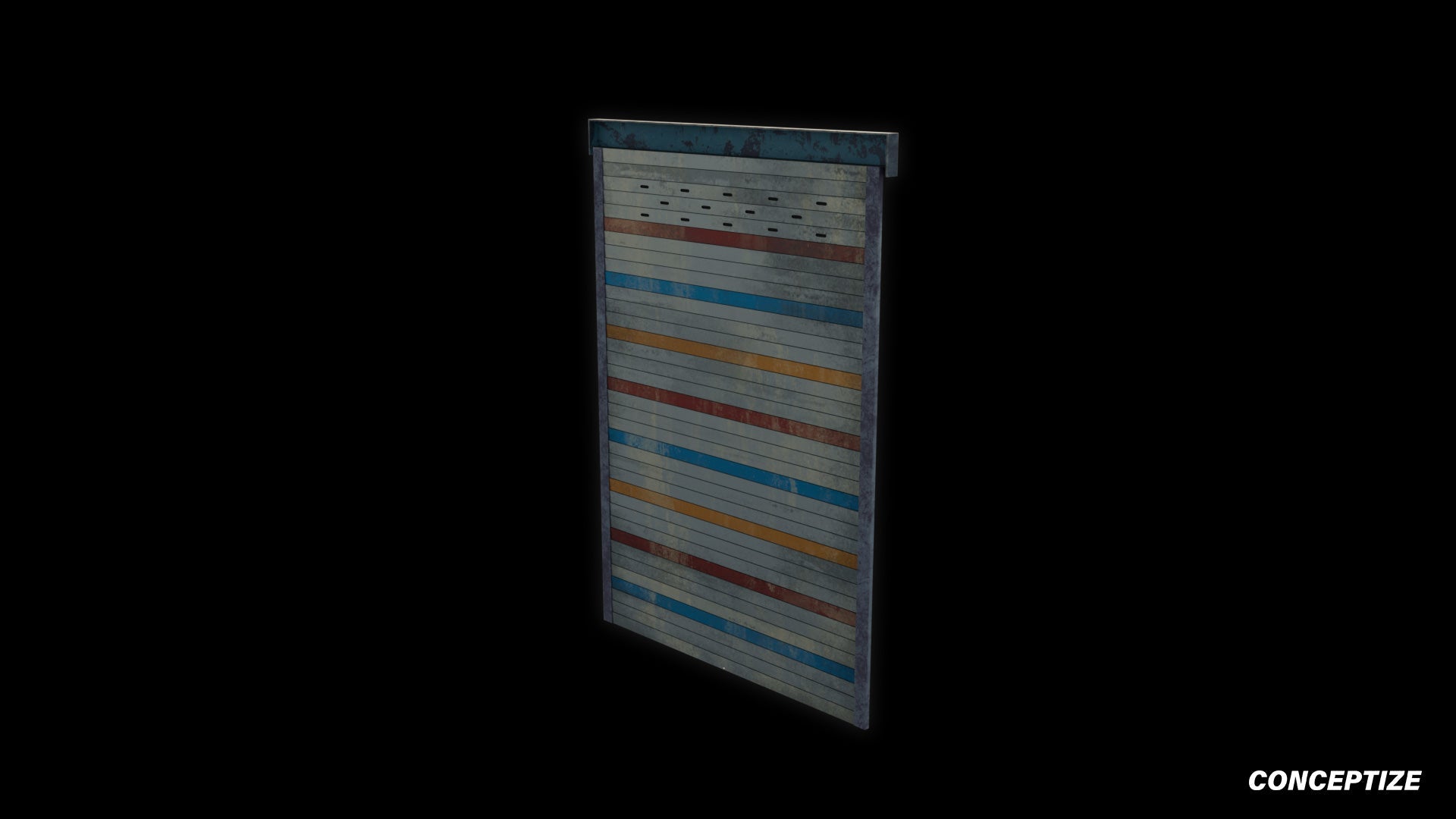 Korean Shutter Parking Loading Gate meticulously handcrafted 3d asset pbr blender unreal engine seoul urban Conceptize parking gate prop