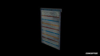 Korean Shutter Parking Loading Gate meticulously handcrafted 3d asset pbr blender unreal engine seoul urban Conceptize parking gate prop