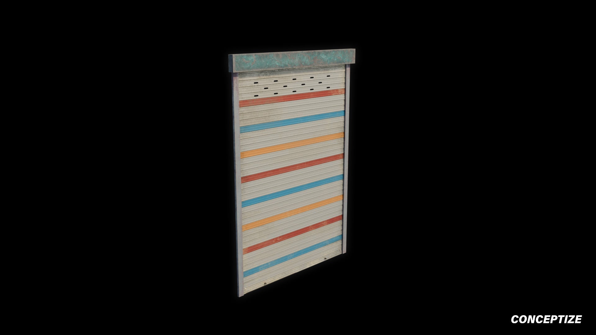 Korean Shutter Parking Loading Gate meticulously handcrafted 3d asset pbr blender unreal engine seoul urban Conceptize parking gate prop