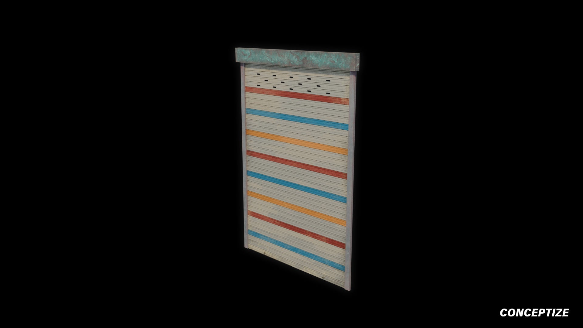 Korean Shutter Parking Loading Gate meticulously handcrafted 3d asset pbr blender unreal engine seoul urban Conceptize parking gate prop