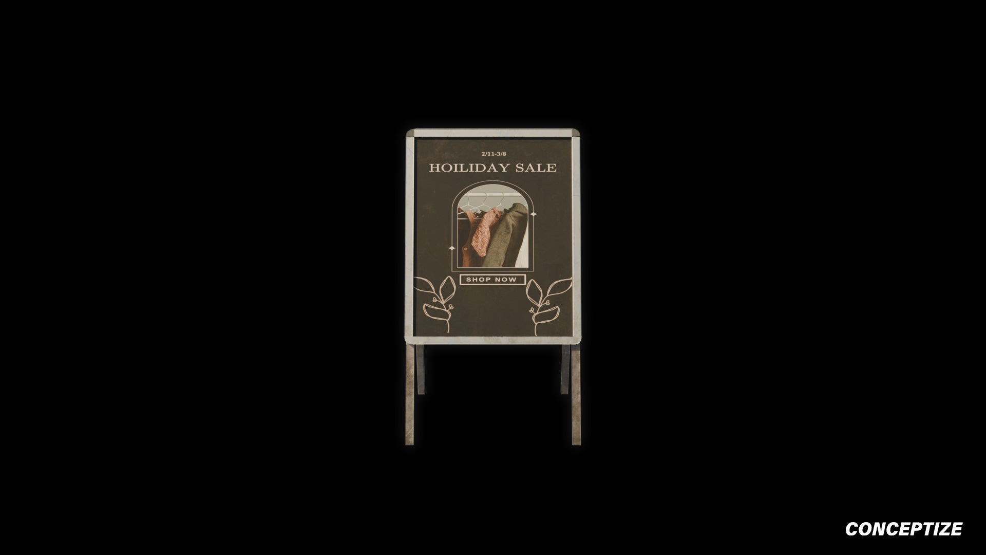 Sandwich board coffee shop restaurant meticulously handcrafted PBR textured 3D prop optimized Blender Unreal Engine urban street cafe signage