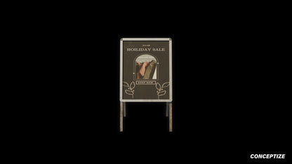 Sandwich board coffee shop restaurant meticulously handcrafted PBR textured 3D prop optimized Blender Unreal Engine urban street cafe signage