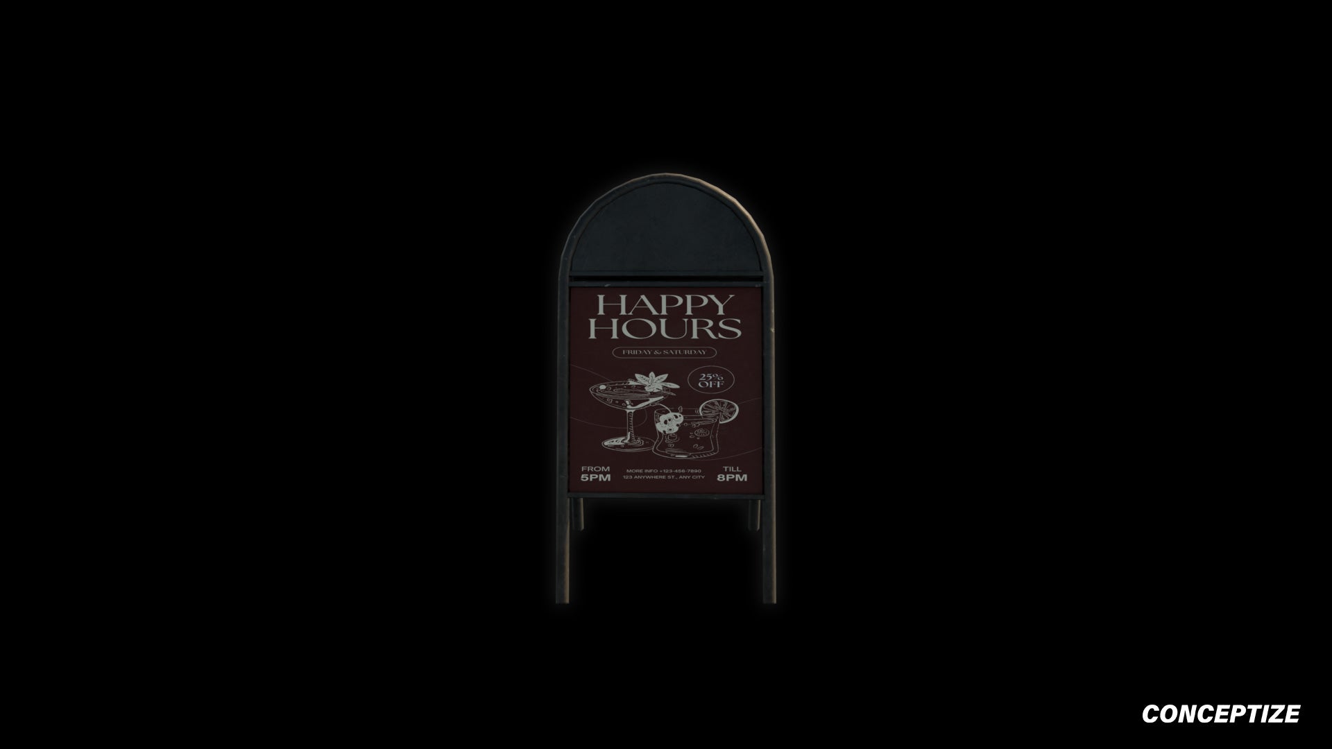 Sandwich board coffee shop restaurant meticulously handcrafted PBR textured 3D prop optimized Blender Unreal Engine urban street cafe signage