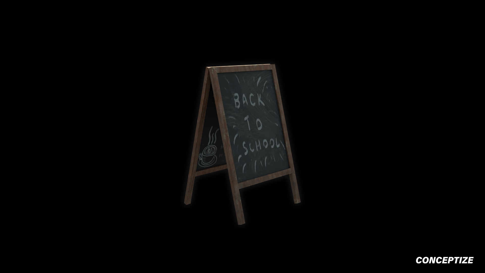 Sandwich board coffee shop restaurant meticulously handcrafted PBR textured 3D prop optimized Blender Unreal Engine urban street cafe signage