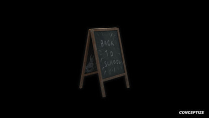 Sandwich board coffee shop restaurant meticulously handcrafted PBR textured 3D prop optimized Blender Unreal Engine urban street cafe signage