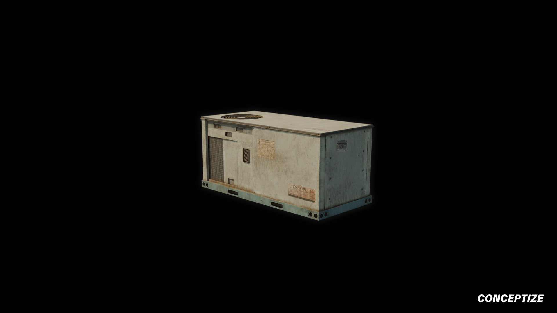 Air conditioner rooftop American style meticulously handcrafted PBR textured 3D prop optimized Blender Unreal Engine realistic HVAC building unit