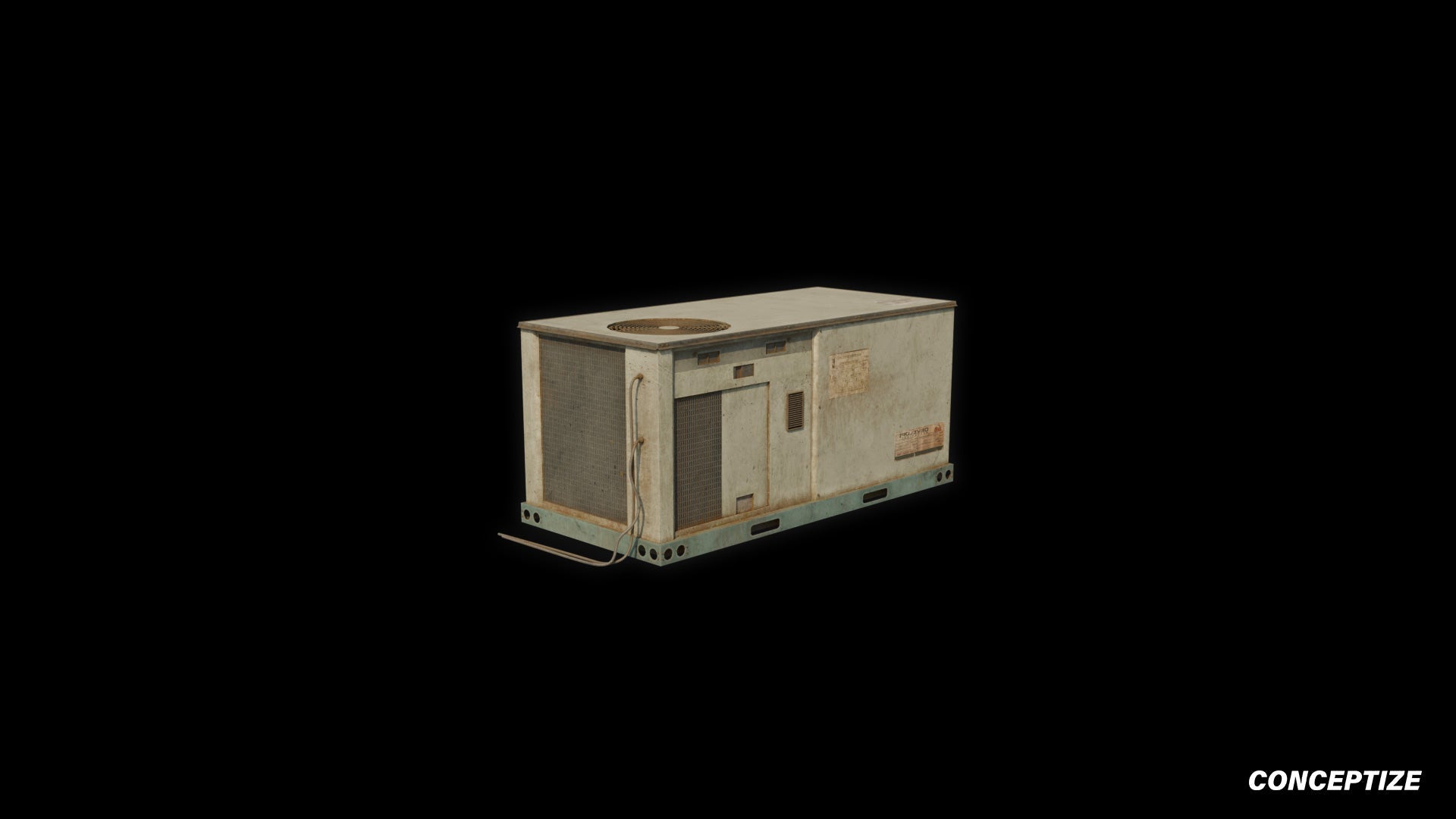 Air conditioner rooftop American style meticulously handcrafted PBR textured 3D prop optimized Blender Unreal Engine realistic HVAC building unit