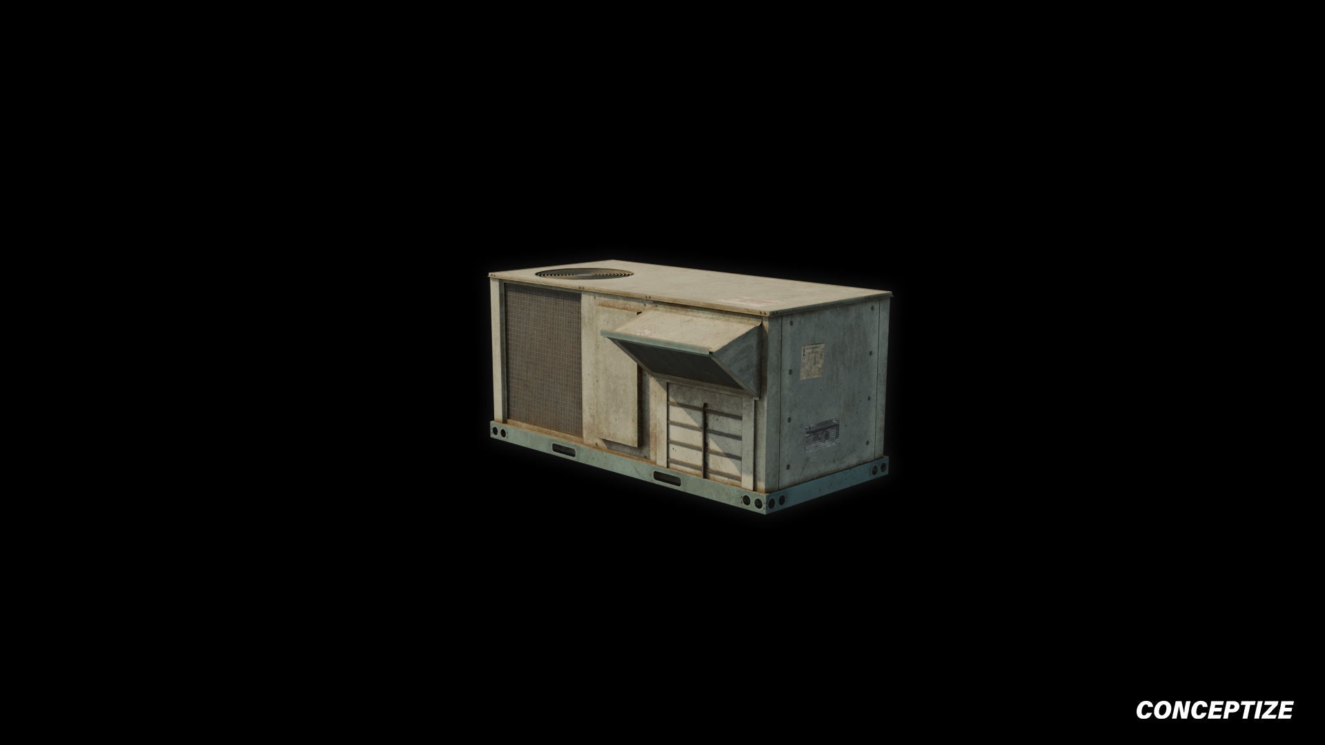 Air conditioner rooftop American style meticulously handcrafted PBR textured 3D prop optimized Blender Unreal Engine realistic HVAC building unit