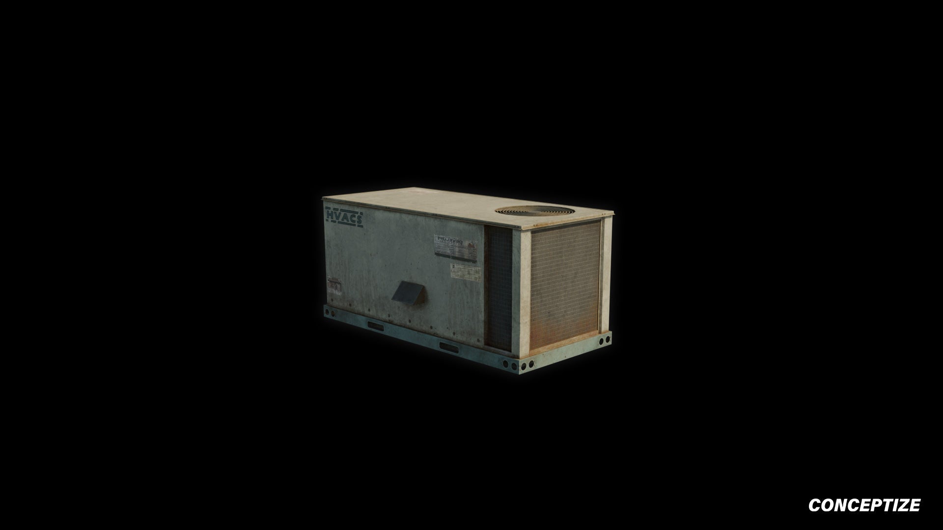 Air conditioner rooftop American style meticulously handcrafted PBR textured 3D prop optimized Blender Unreal Engine realistic HVAC building unit
