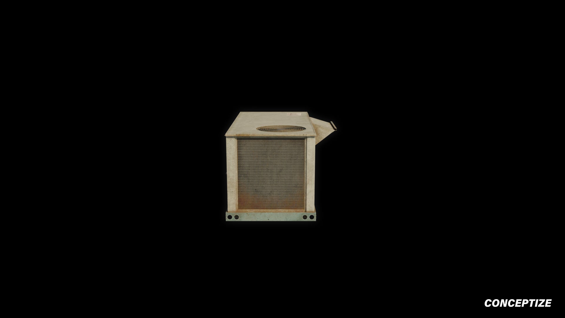 Air conditioner rooftop American style meticulously handcrafted PBR textured 3D prop optimized Blender Unreal Engine realistic HVAC building unit