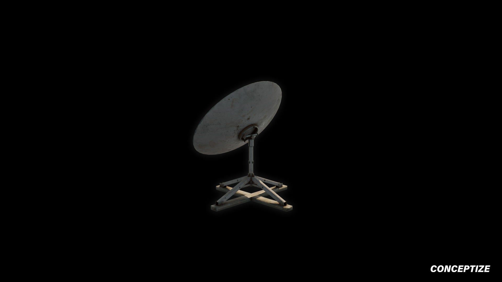 Parabolic antenna meticulously handcrafted PBR textured 3D asset optimized Blender Unreal Engine rooftop satellite communication prop realistic architectural visualization environment