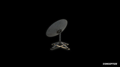 Parabolic antenna meticulously handcrafted PBR textured 3D asset optimized Blender Unreal Engine rooftop satellite communication prop realistic architectural visualization environment