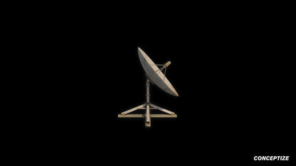 Parabolic antenna meticulously handcrafted PBR textured 3D asset optimized Blender Unreal Engine rooftop satellite communication prop realistic architectural visualization environment
