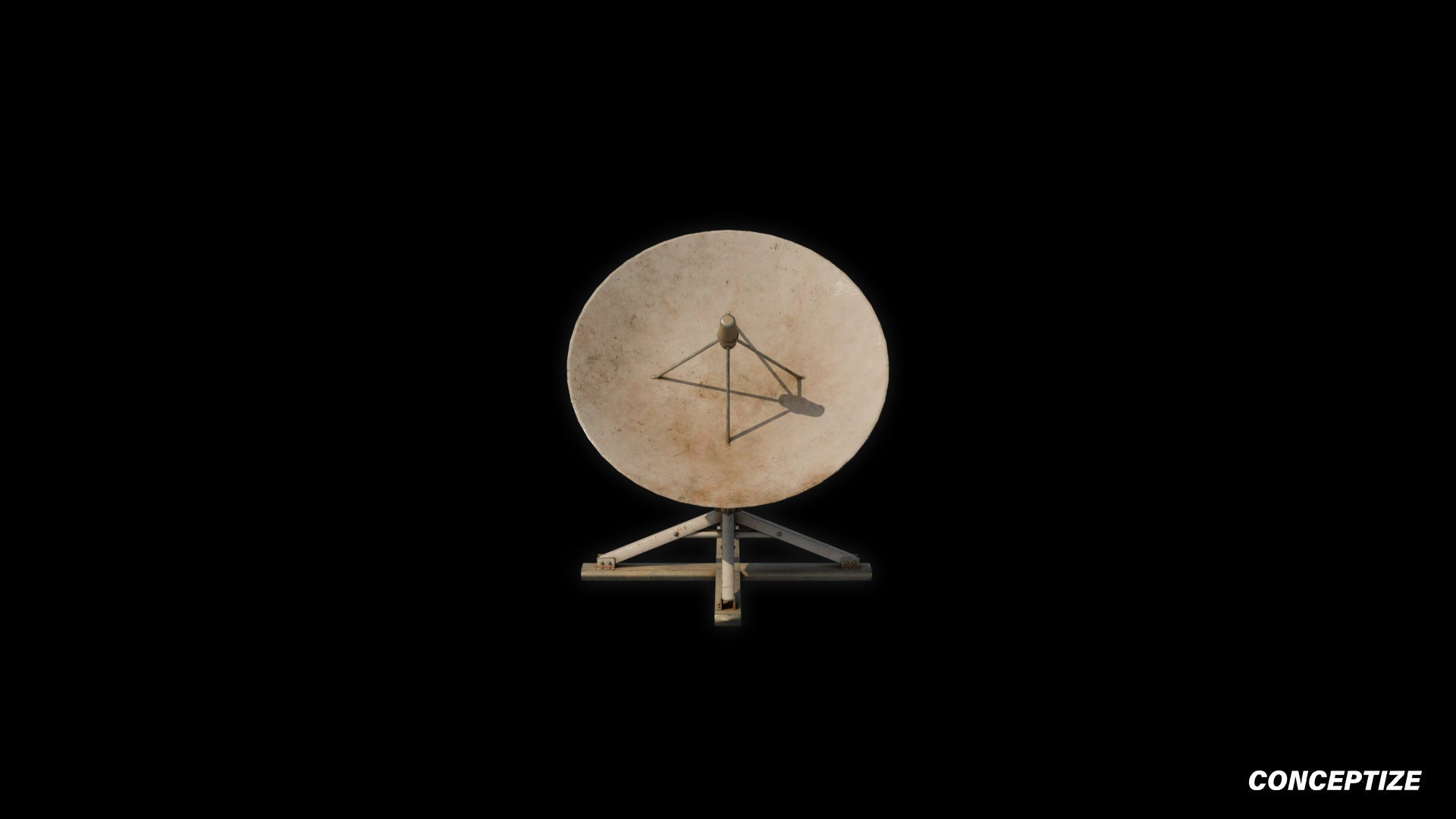 Parabolic antenna meticulously handcrafted PBR textured 3D asset optimized Blender Unreal Engine rooftop satellite communication prop realistic architectural visualization environment